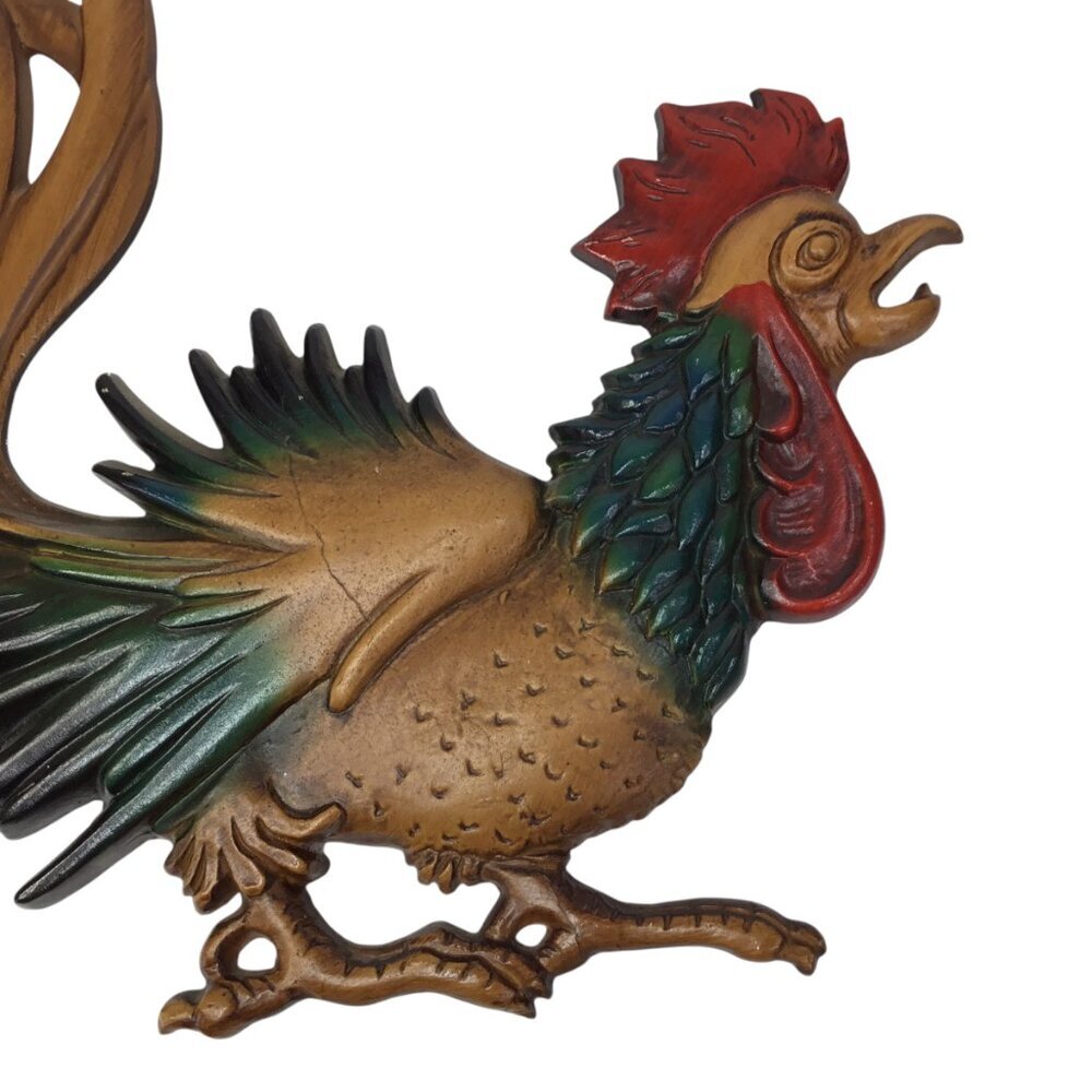 Vtg MCM Cast Metal Rooster Wall Art Hanging Set Mid West Decor Farm Farmhouse - Picture 4 of 12